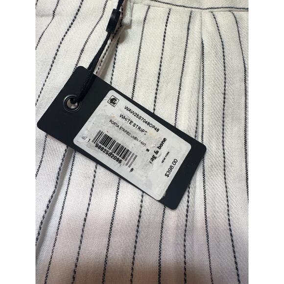 Rag & Bone White Striped Wide Leg Linen Cotton Pants Size 8 NWT - Picture 10 of 16